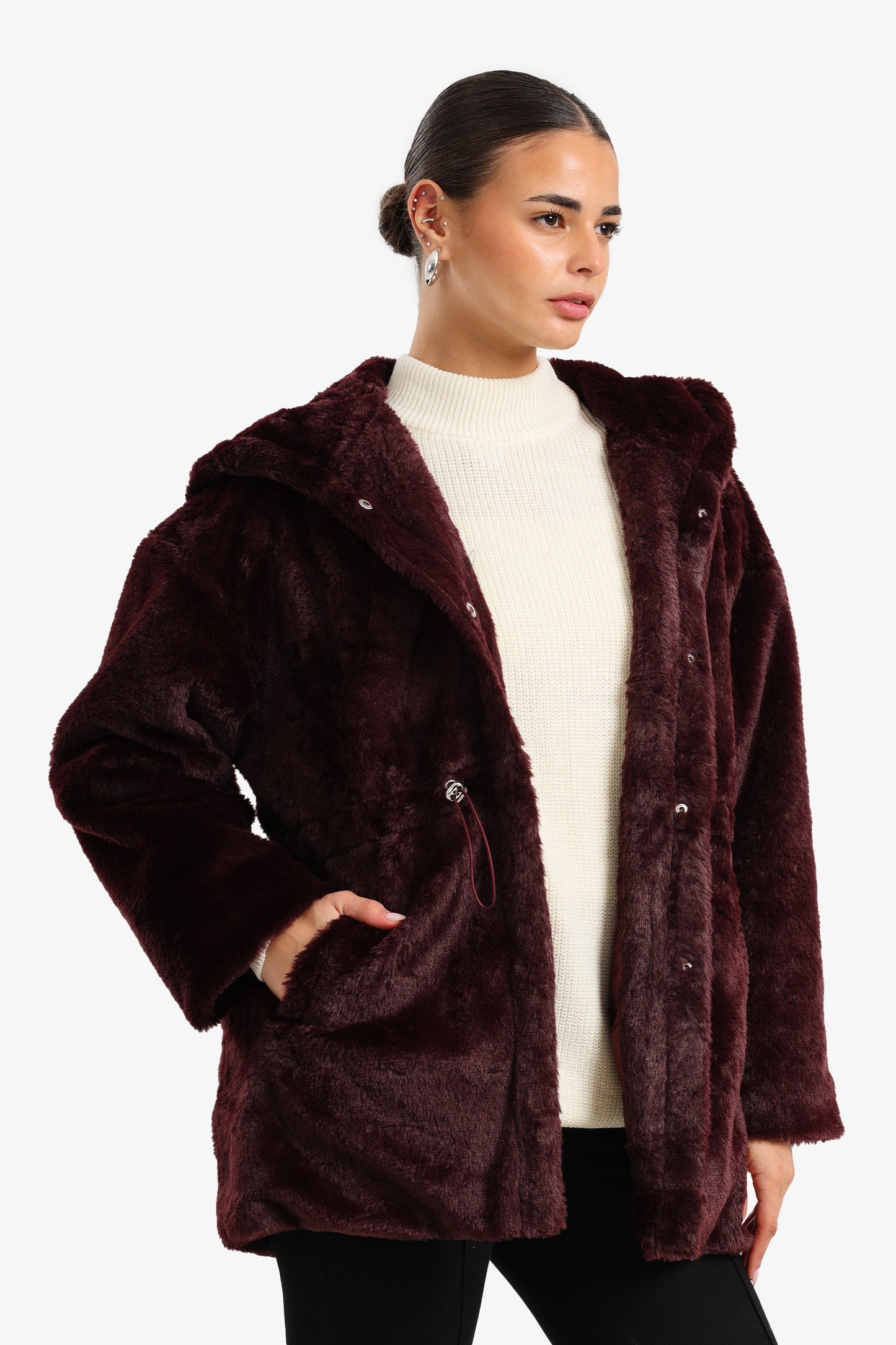 Hooded Faux Fur Coat