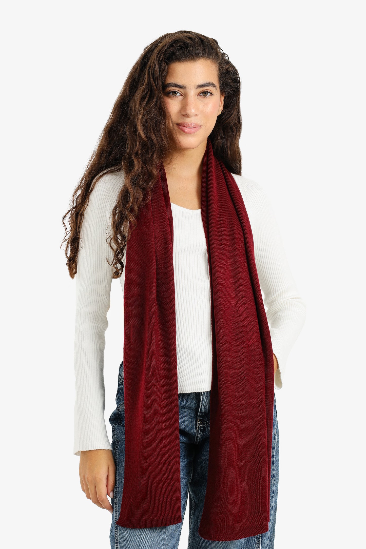Soft Ribbed Knitted Scarf
