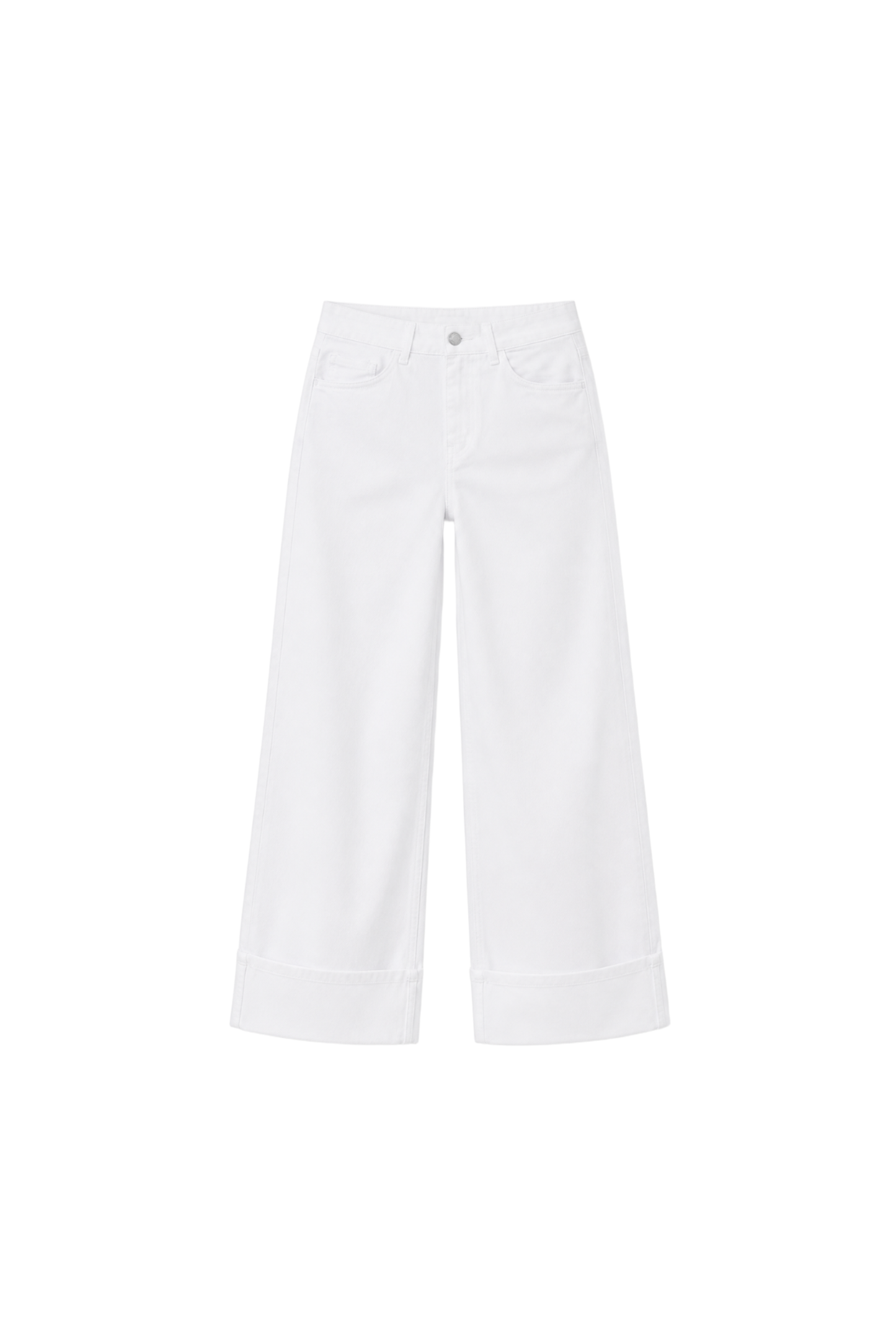 Folded Hem White Jeans