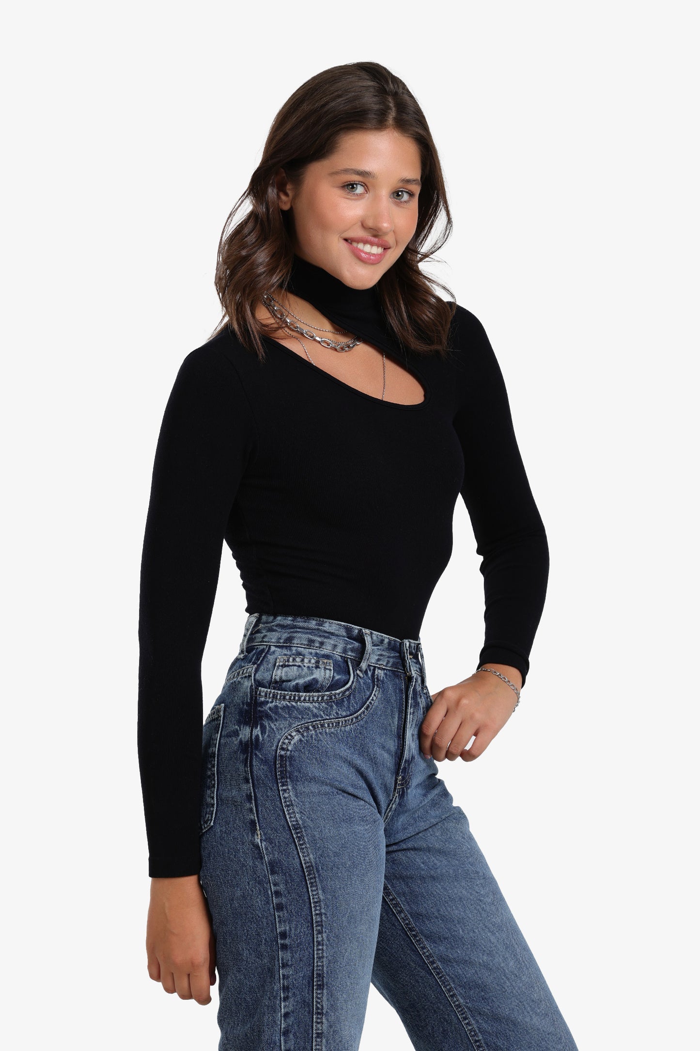 Ribbed Cutout Microfiber Bodysuit