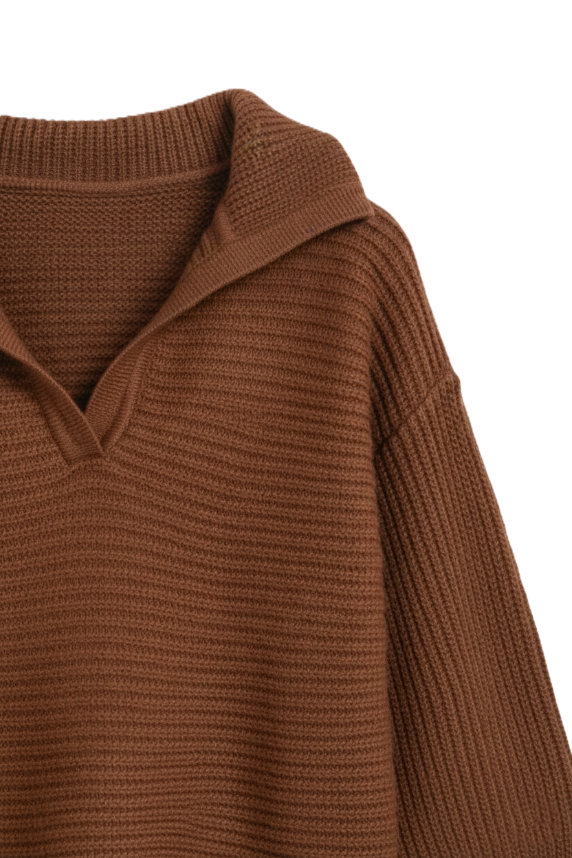 Puff-Sleeve Ribbed Pullover