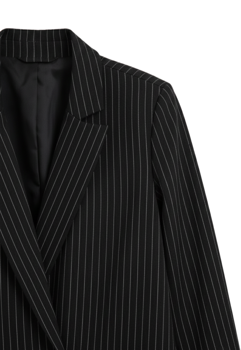 Notch Collar Striped Blazer