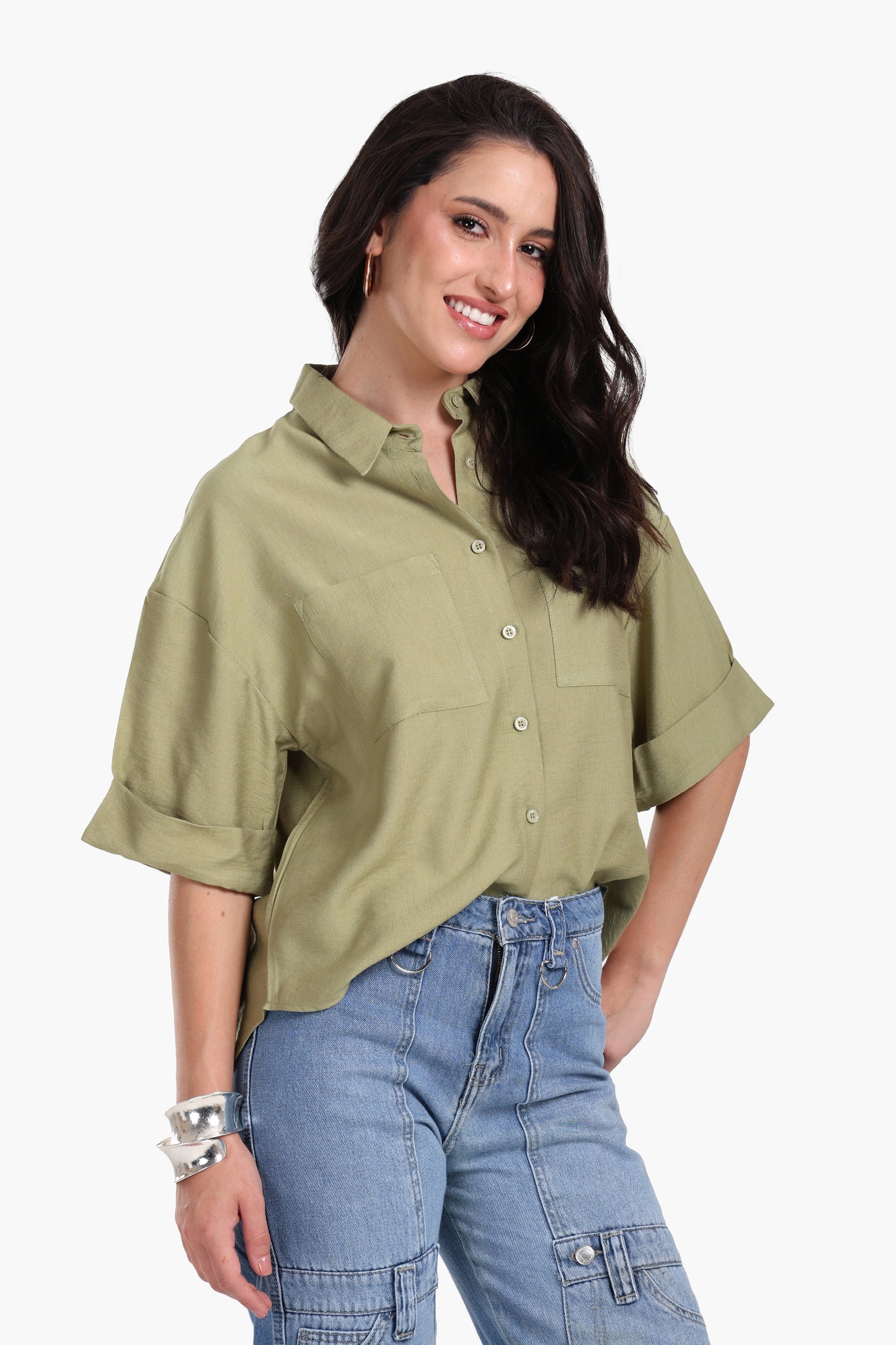 Folded Short Sleeves Shirt