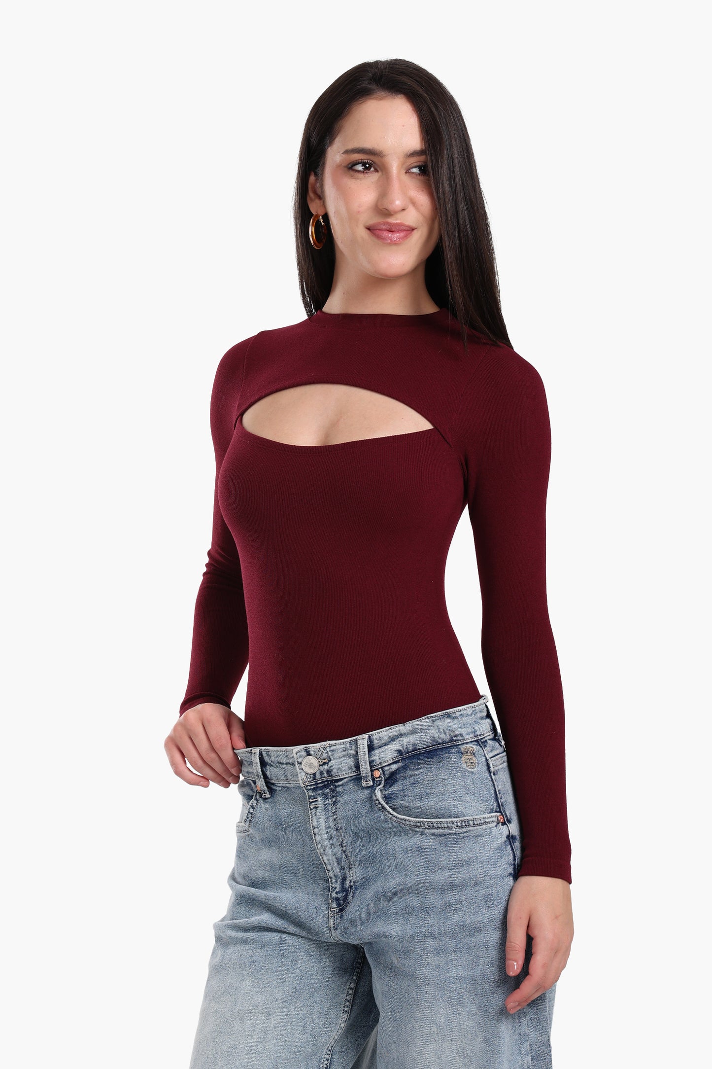 Central Chest Cut-Out Bodysuit