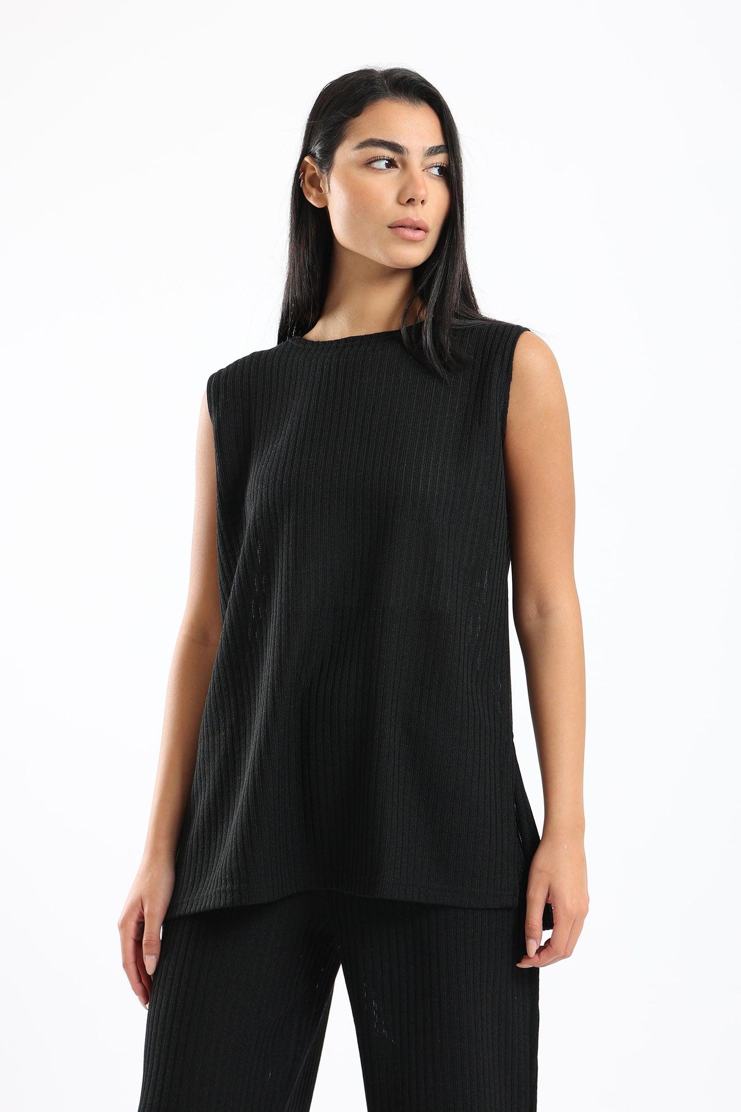 Ribbed Knitted Sleeveless Top