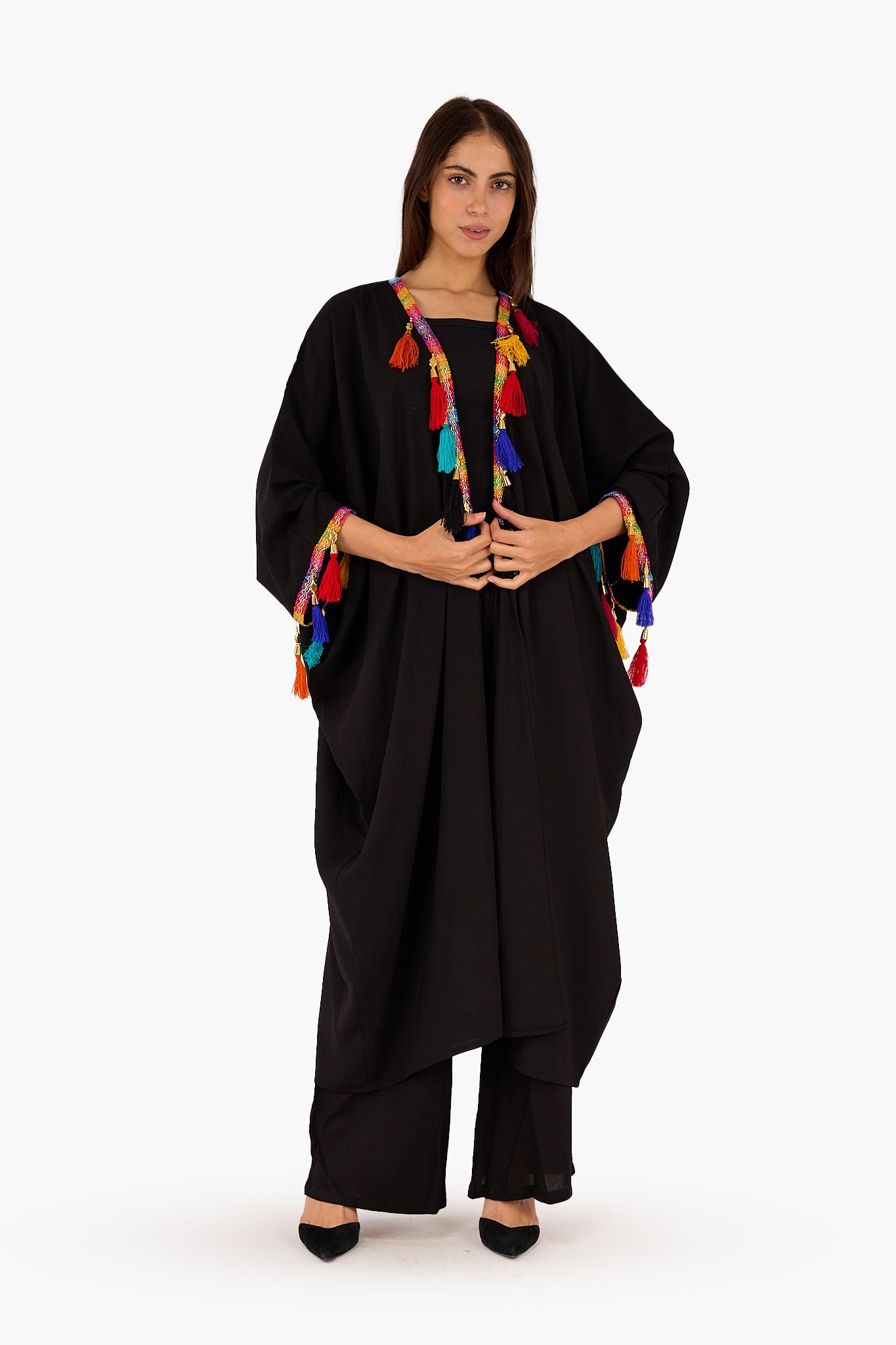 Kimono with Colorful Tassels