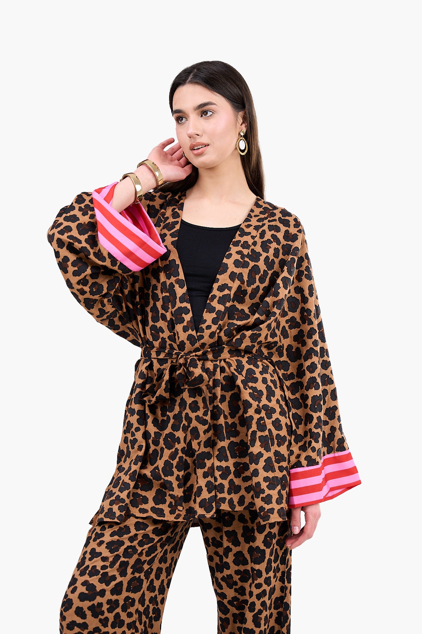 Leopard Print Tencel Kimono