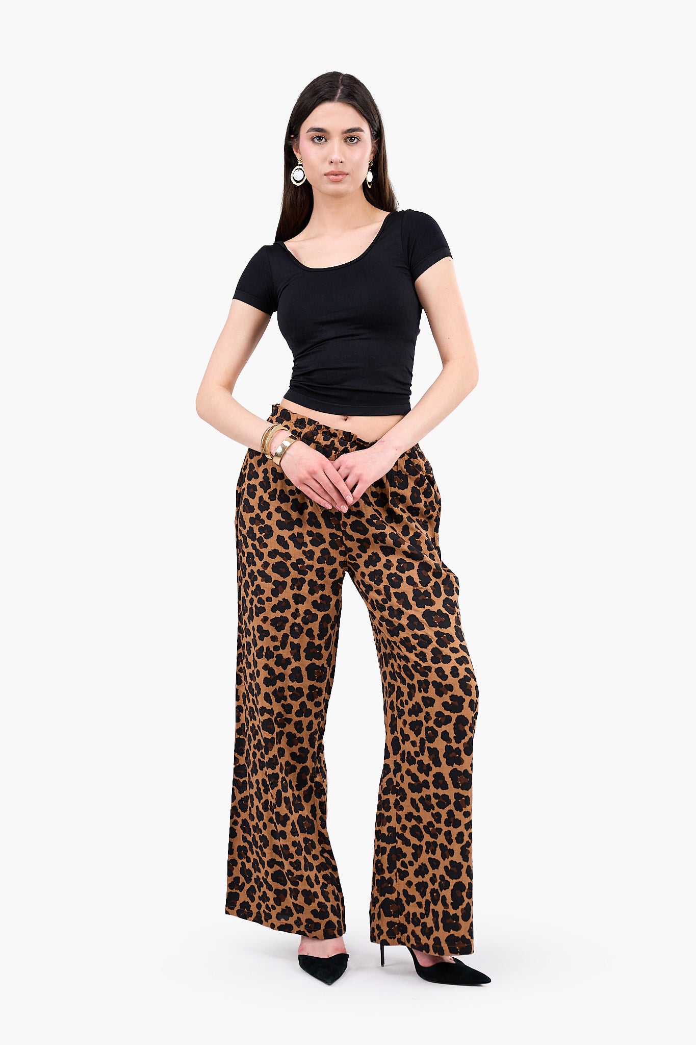Leopard Print Tencel Pants