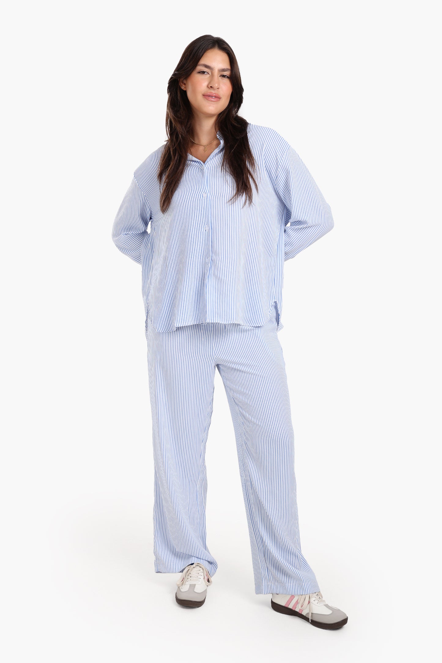 Striped Elastic Waist Pants