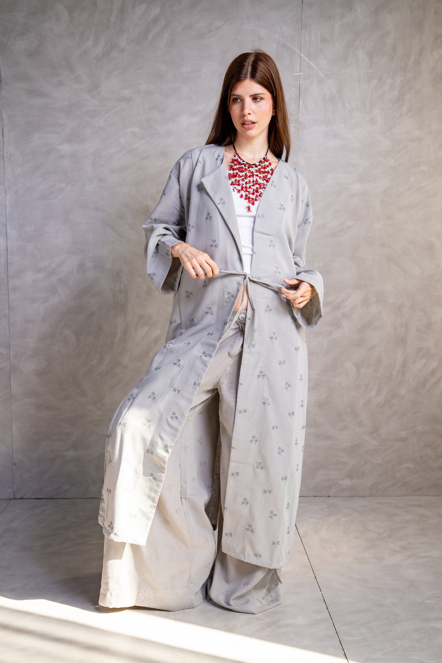 Embroidered Wide Trousers