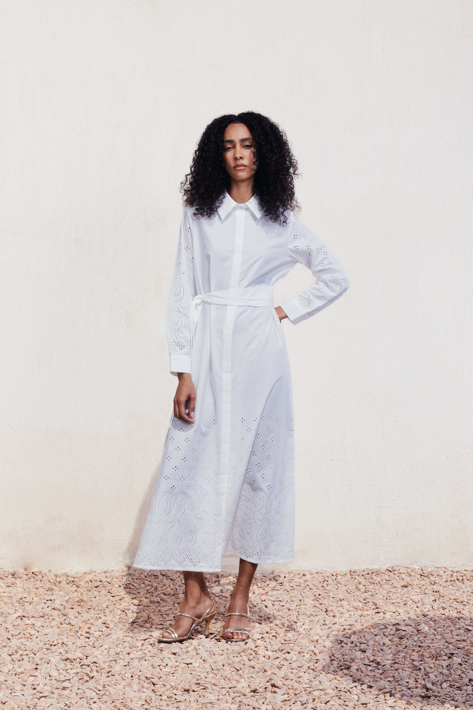 Eyelet Broderie Shirt Dress
