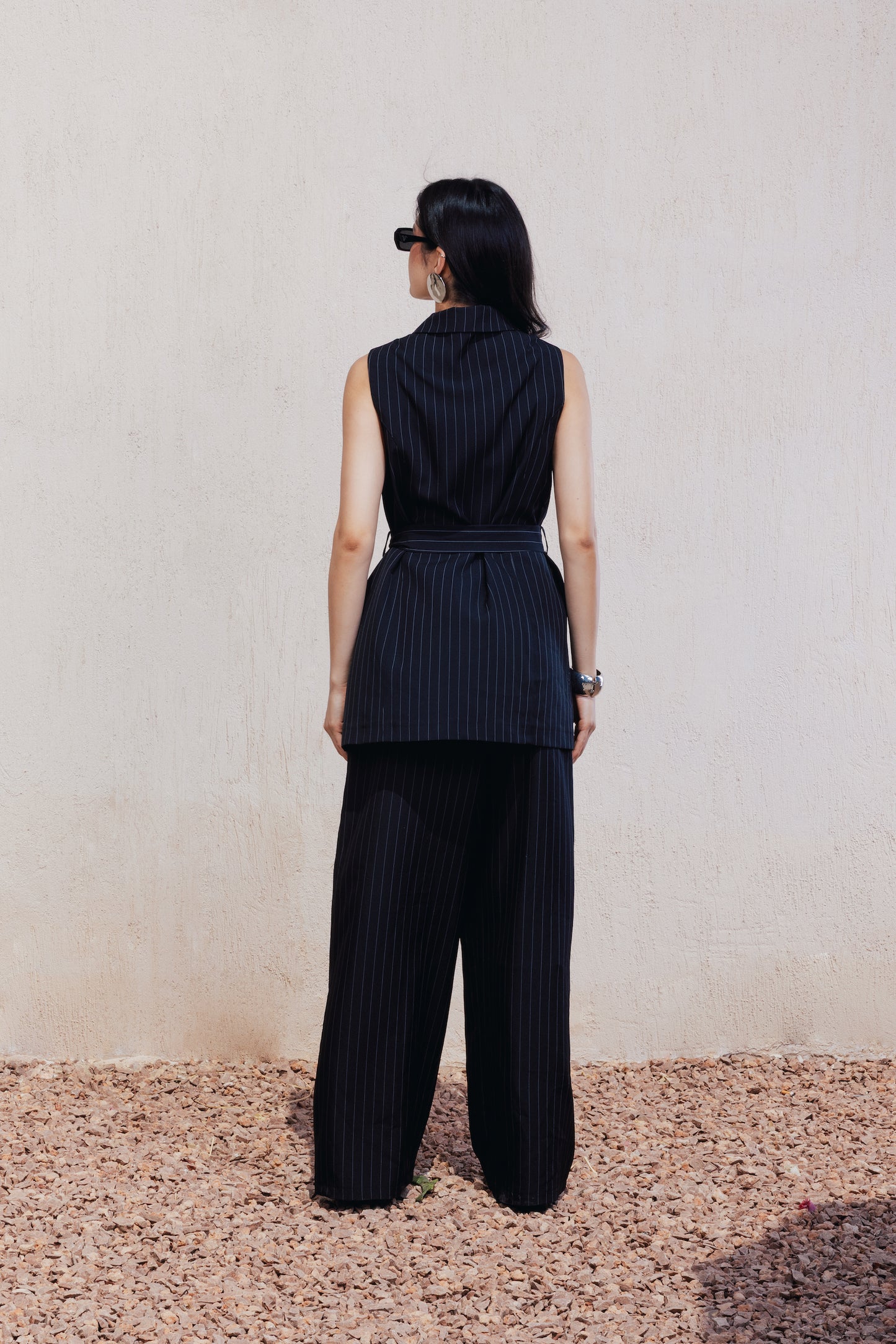 Pinstripe Tie-Back Vest