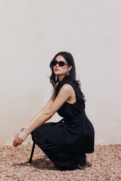 Pinstripe Tie-Back Vest