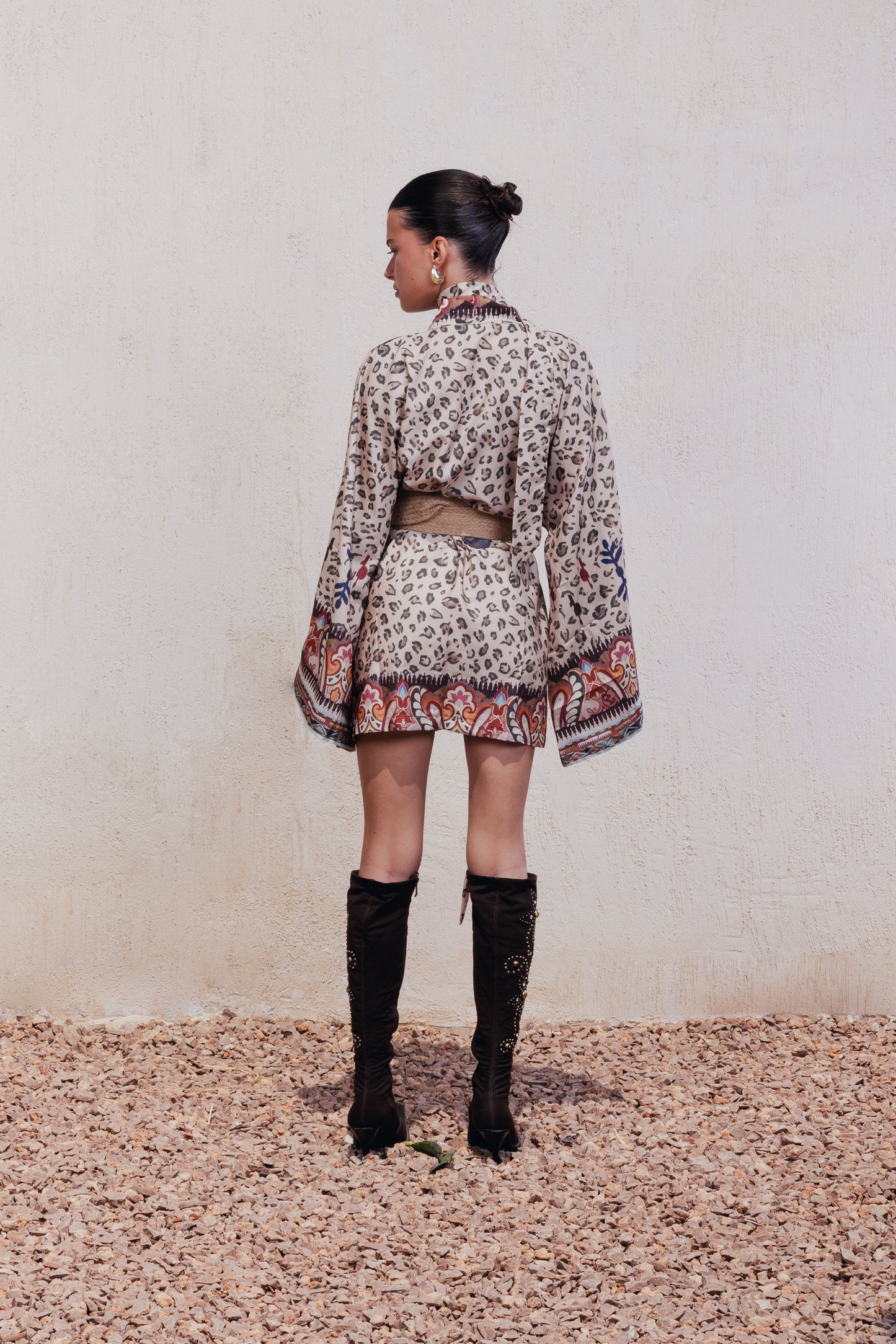 Mixed-Print Kimono