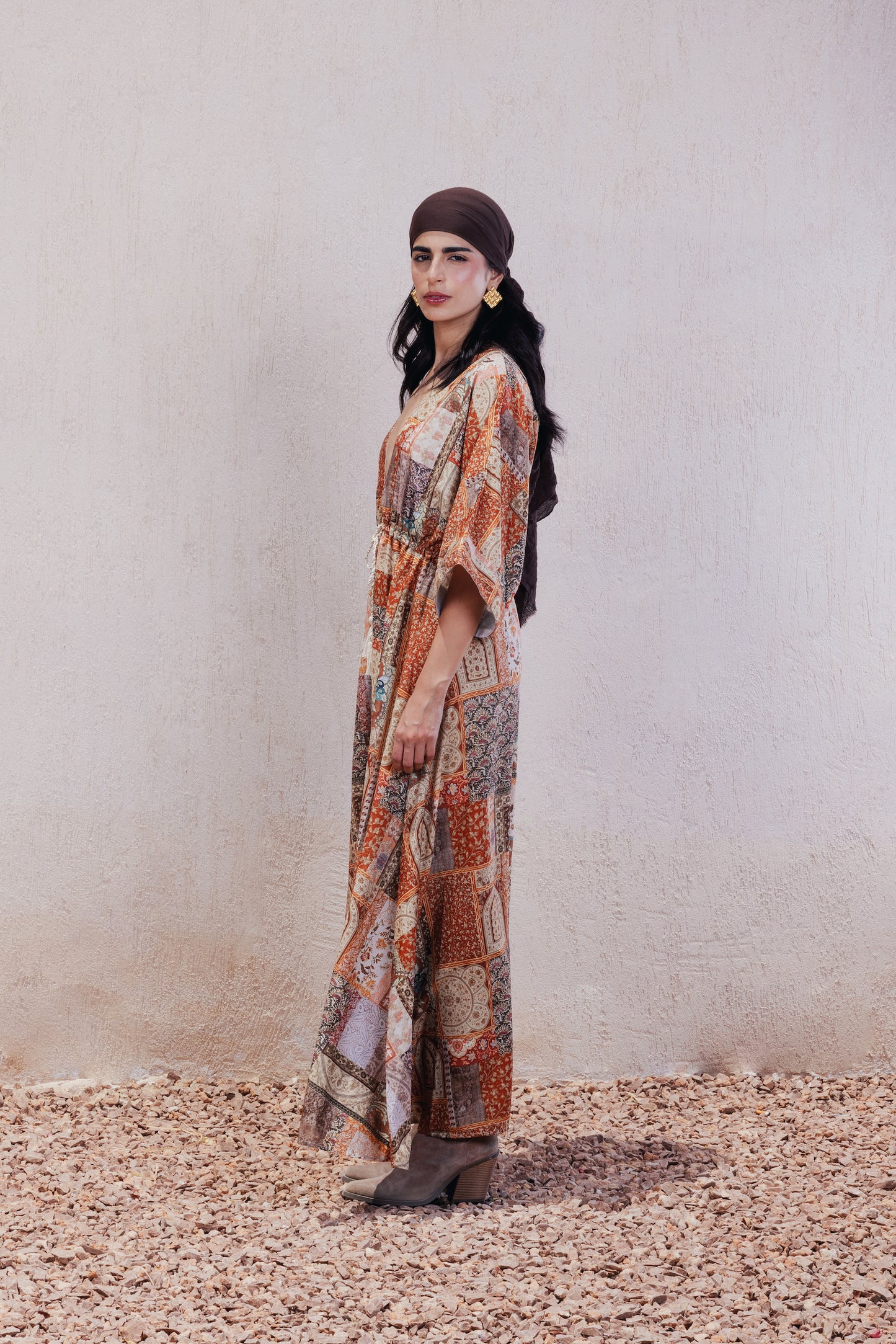 Patchwork Print Maxi Dress