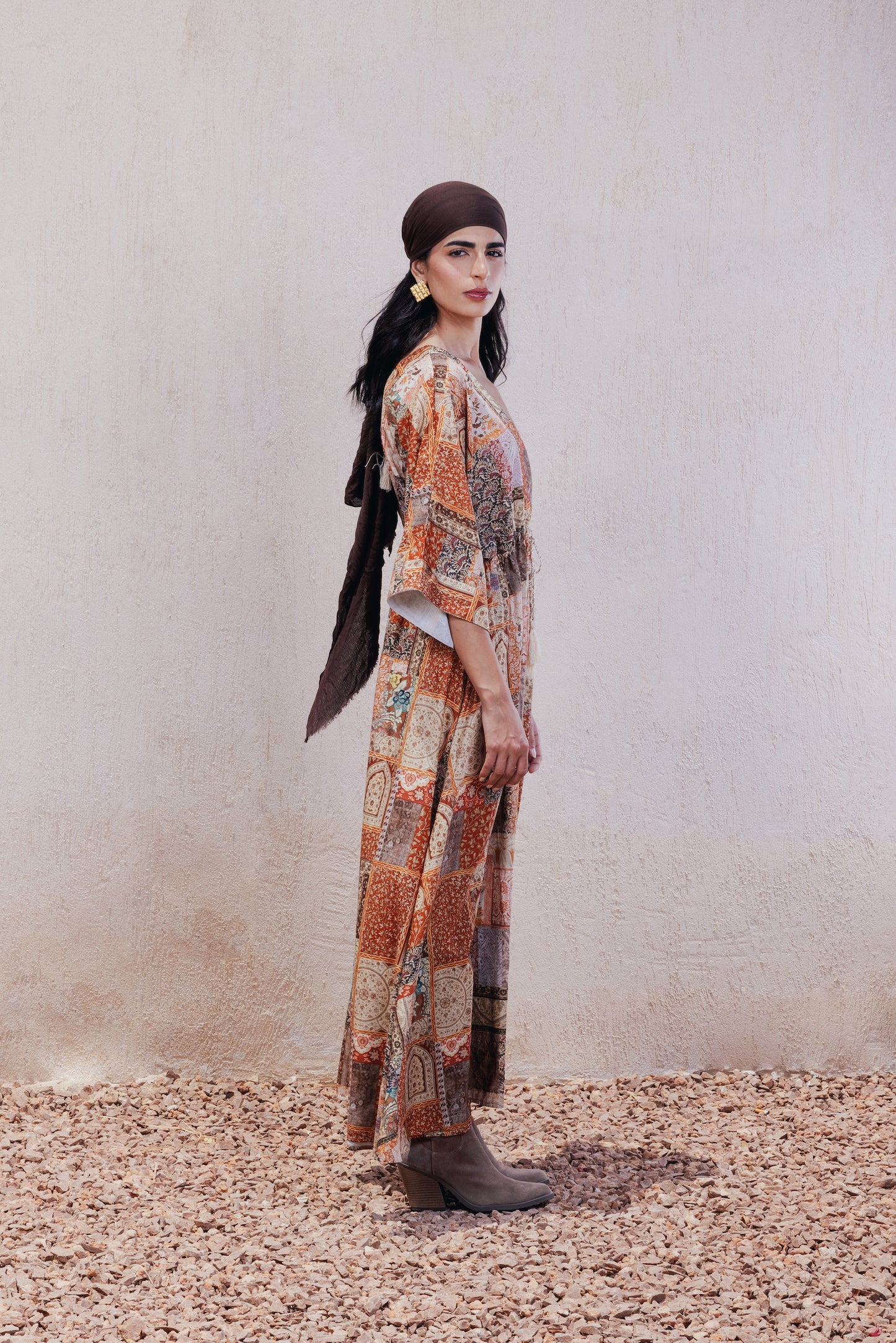 Patchwork Print Maxi Dress