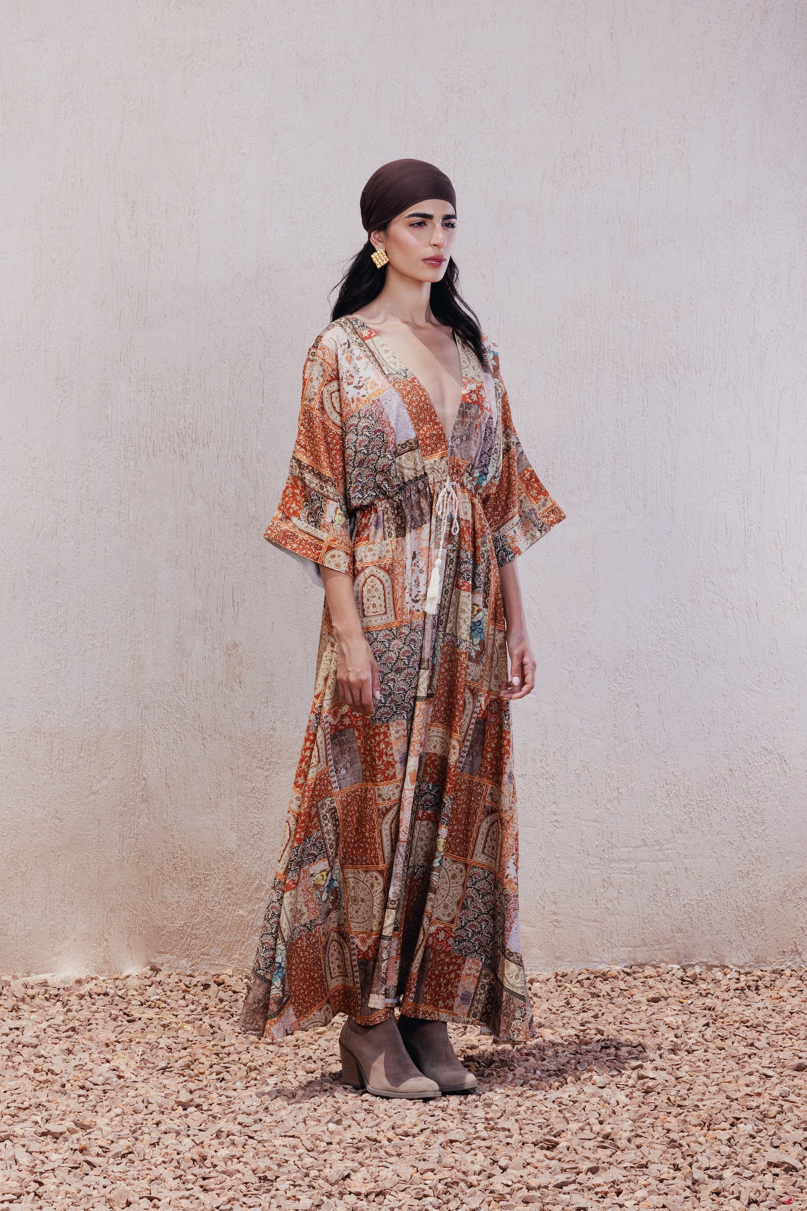 Patchwork Print Maxi Dress