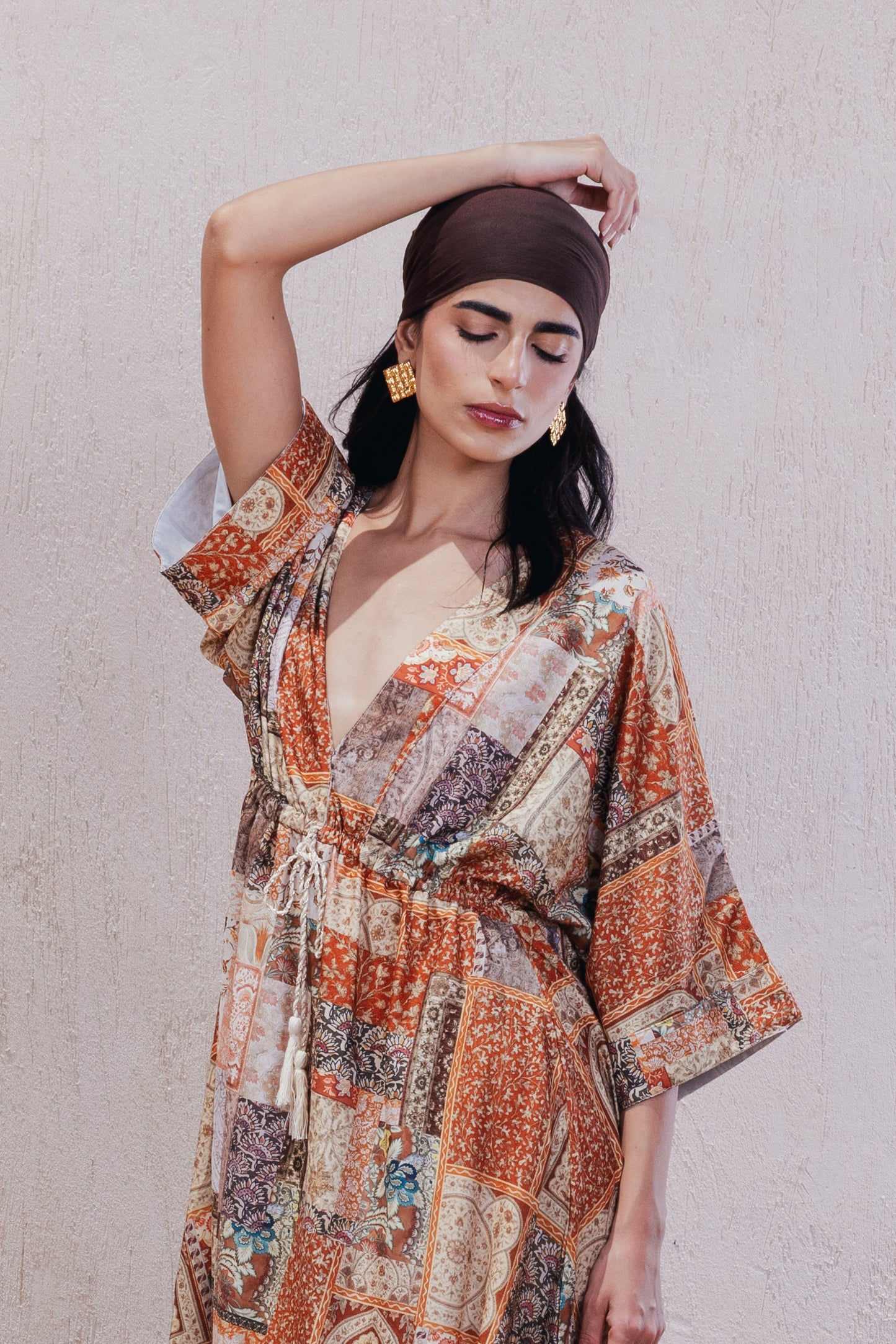 Patchwork Print Maxi Dress