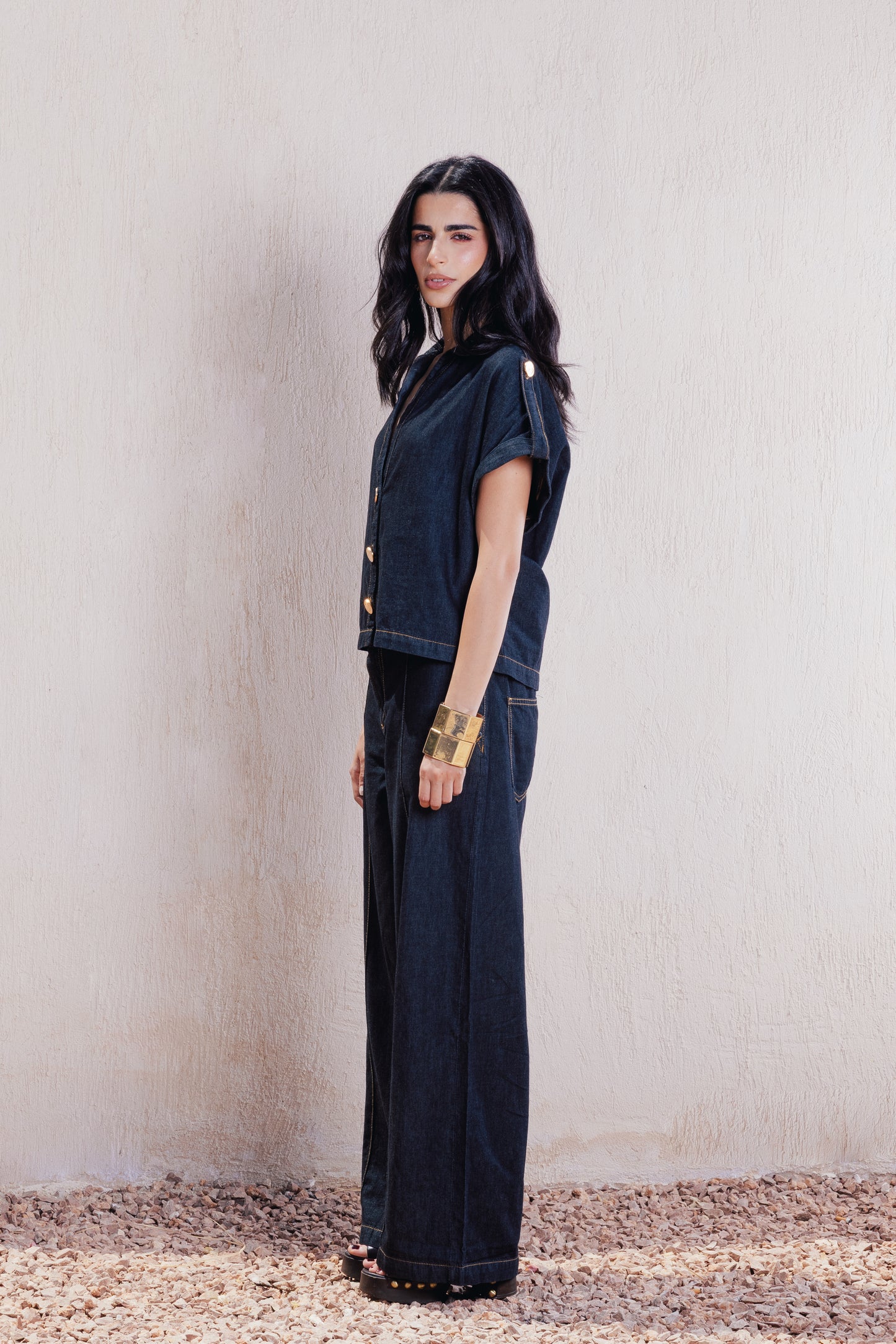 Short-Sleeve Denim Shirt