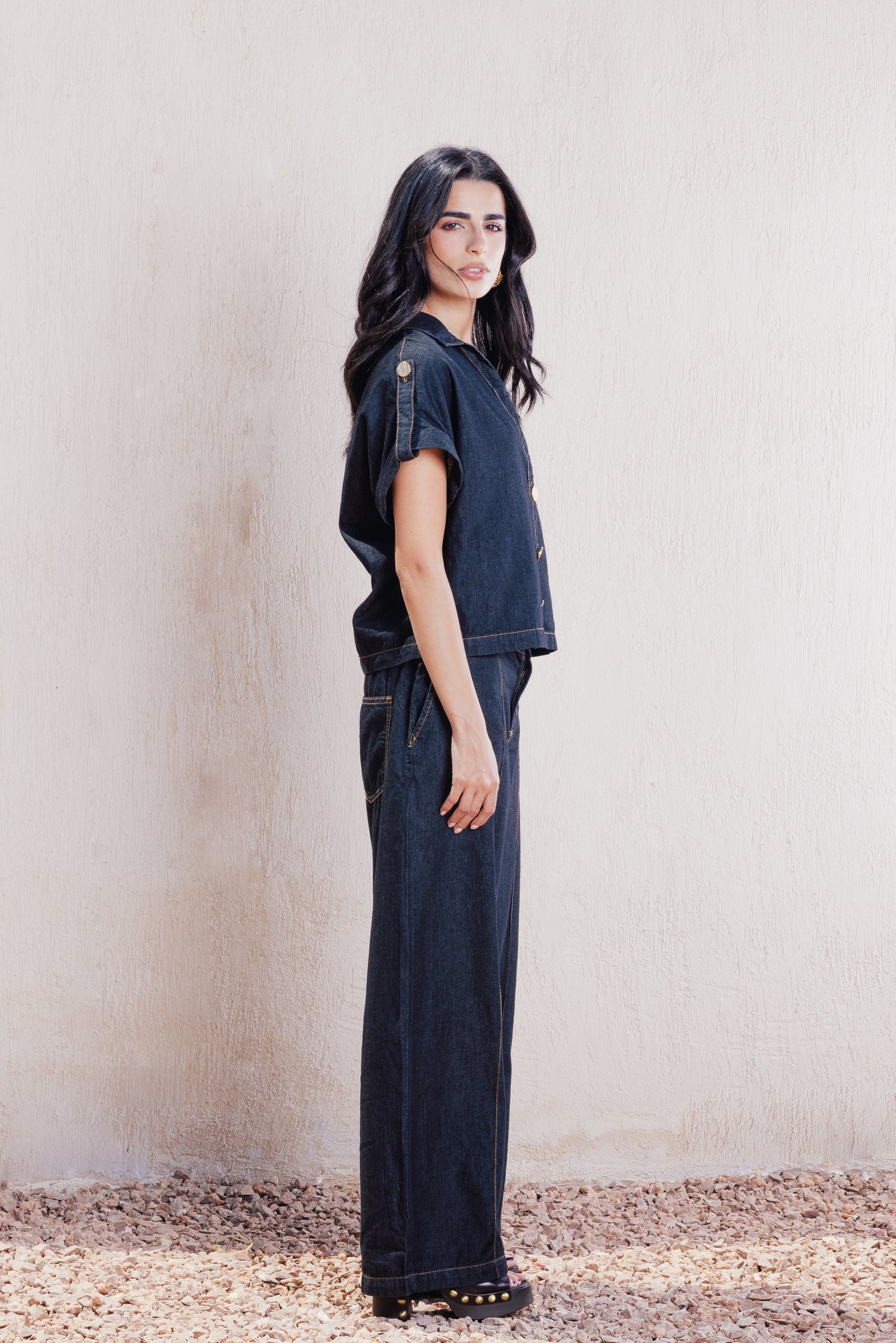 Short-Sleeve Denim Shirt