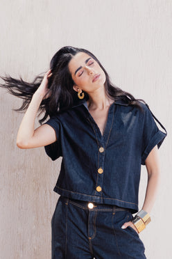 Short-Sleeve Denim Shirt