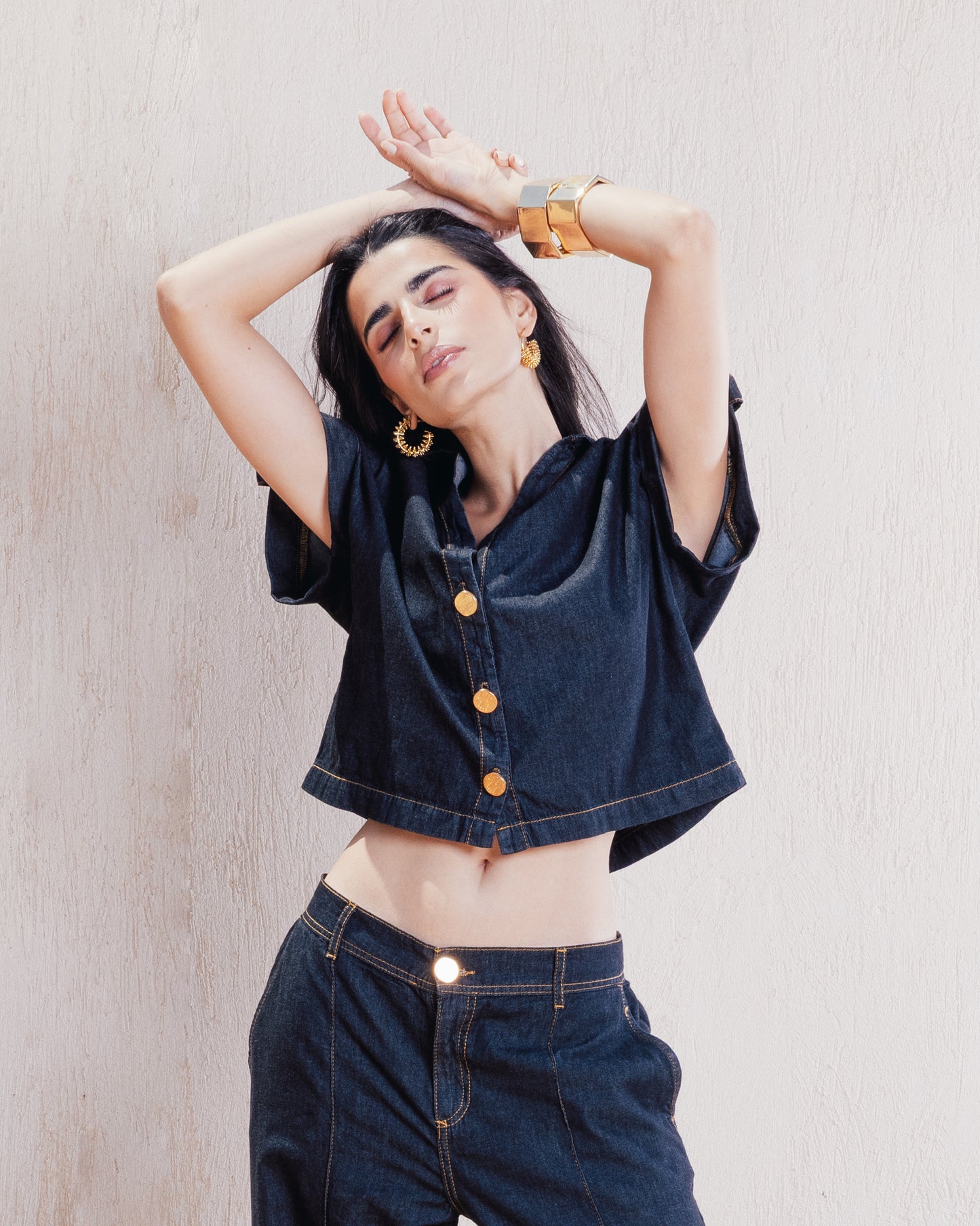 Short-Sleeve Denim Shirt
