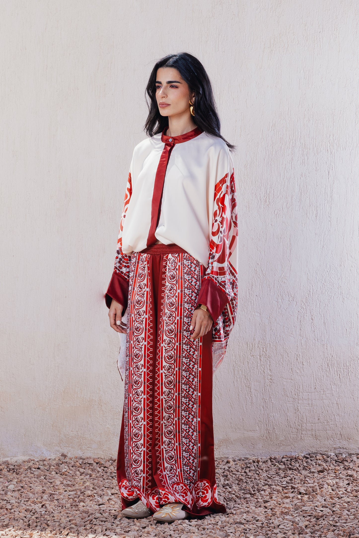 Floral Hem Straight Pants