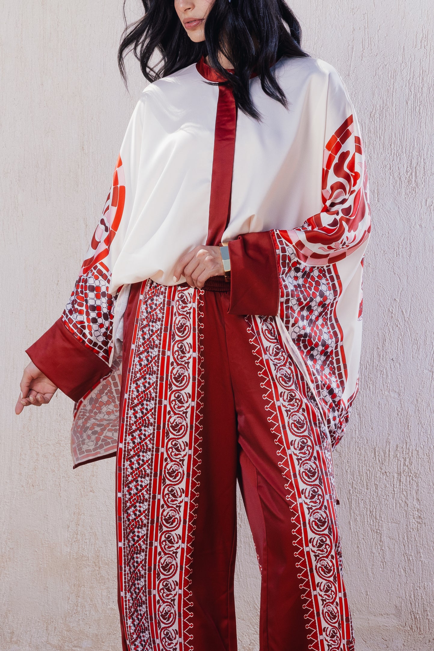 Floral Hem Straight Pants