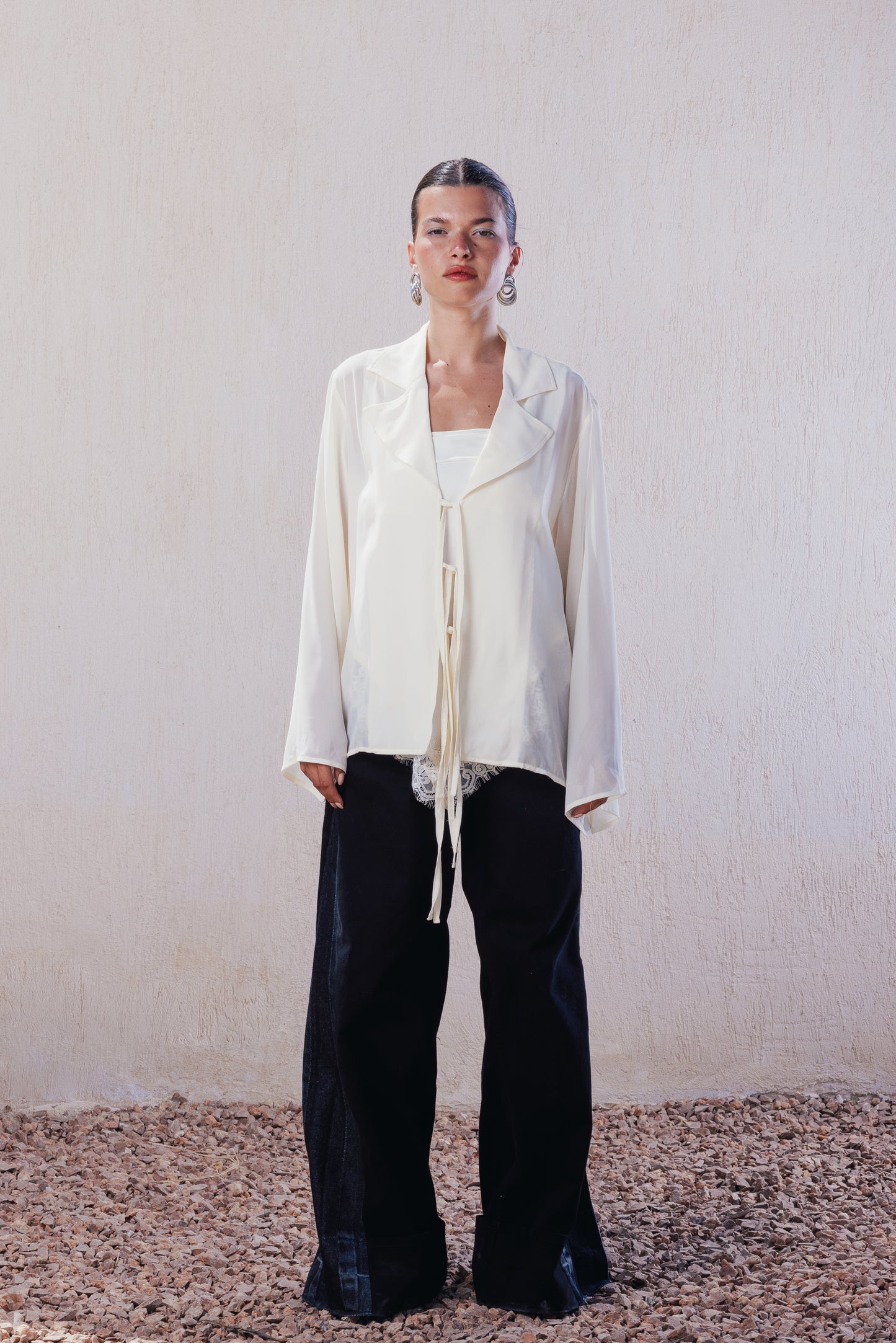 Tie-Front Fluid Blouse