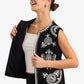 Embroidered Open Vest