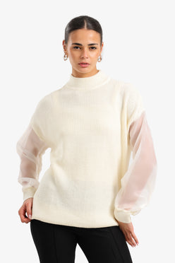 Sheer Sleeve Pullover