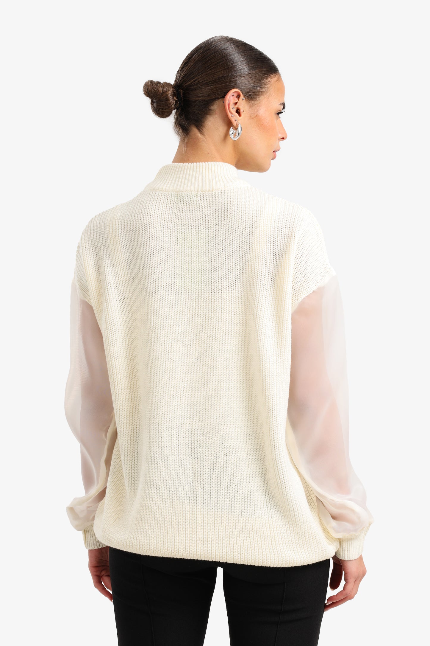 Sheer Sleeve Pullover