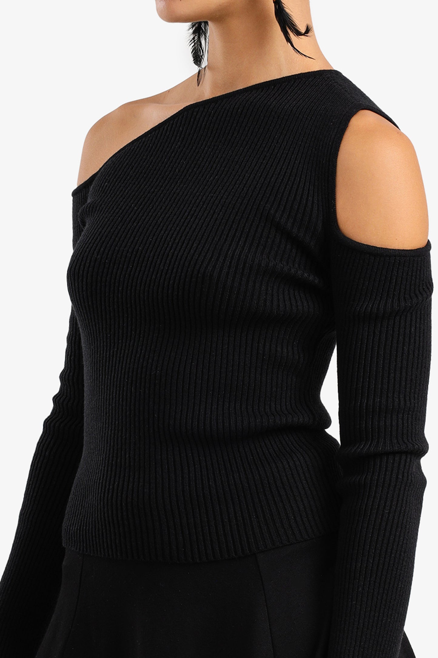 Cut-Out Ribbed Pullover