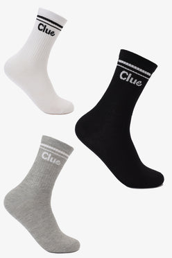 Striped Cuff Long Socks - 3 Pairs