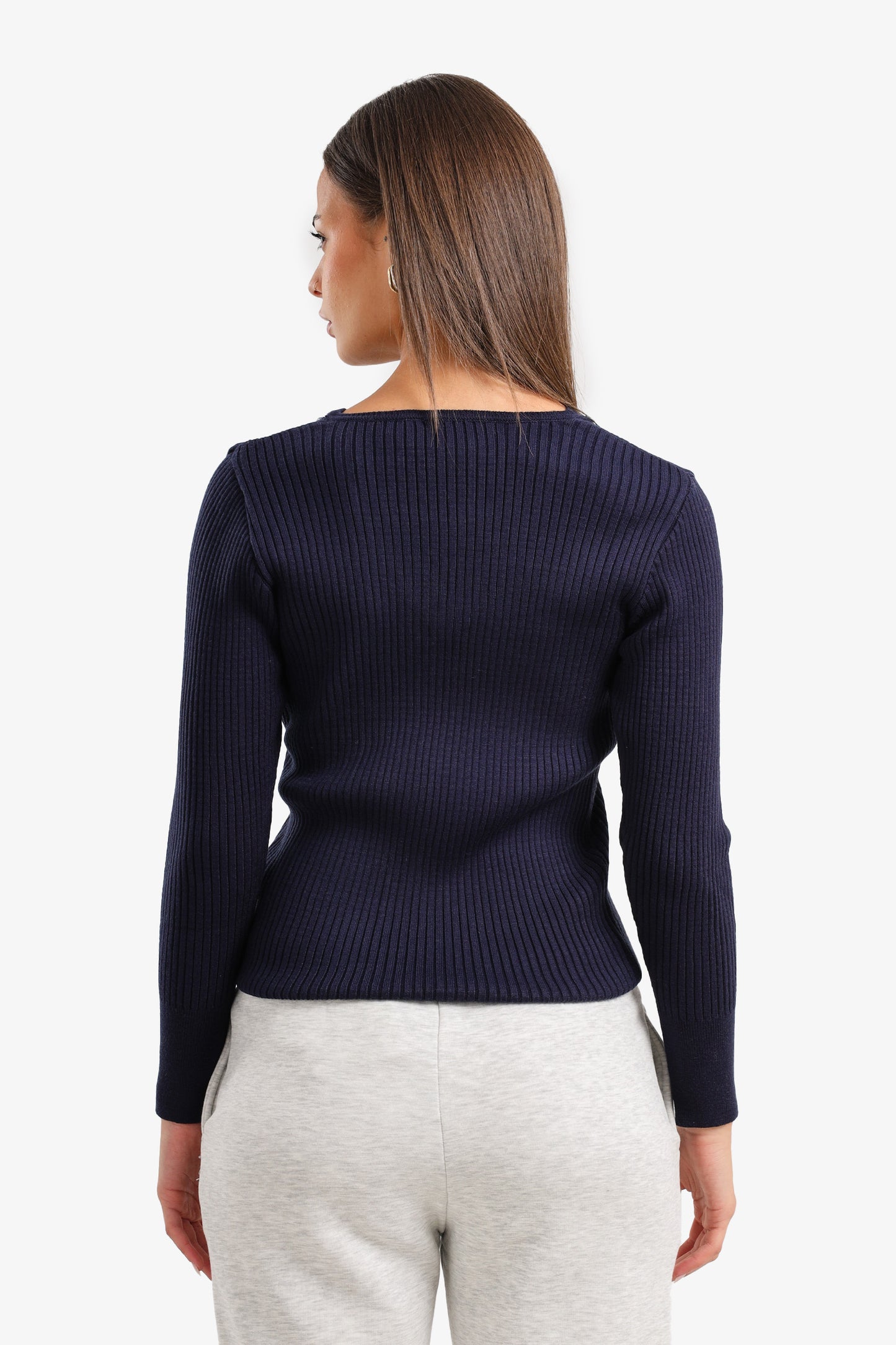 V-Neck Ribbed Pullover