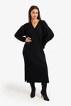 V-Neck Ribbed Midi Dress