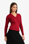 V-Neck Ribbed Pullover