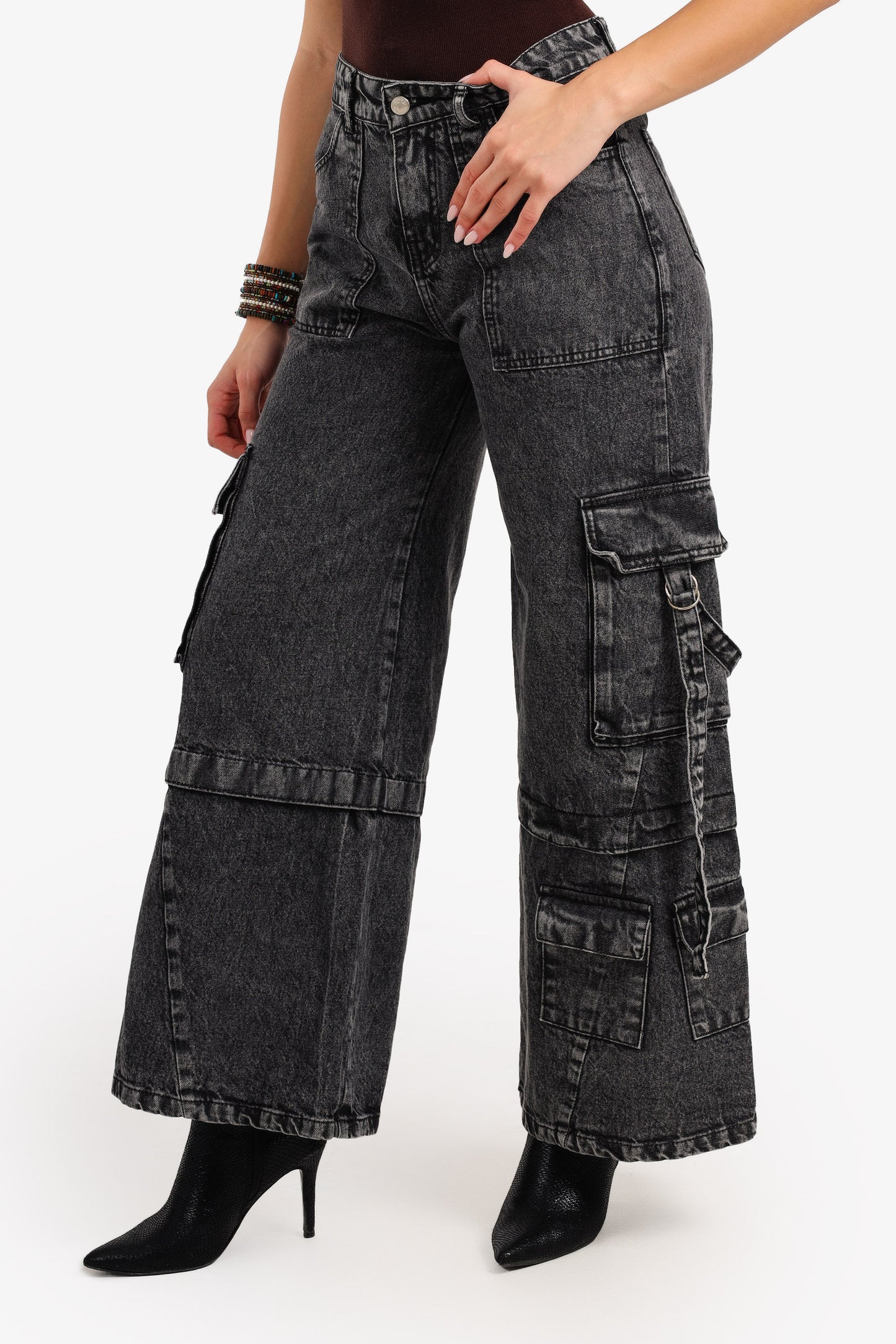 Strappy Cargo Denim Pants