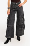 Strappy Cargo Denim Pants
