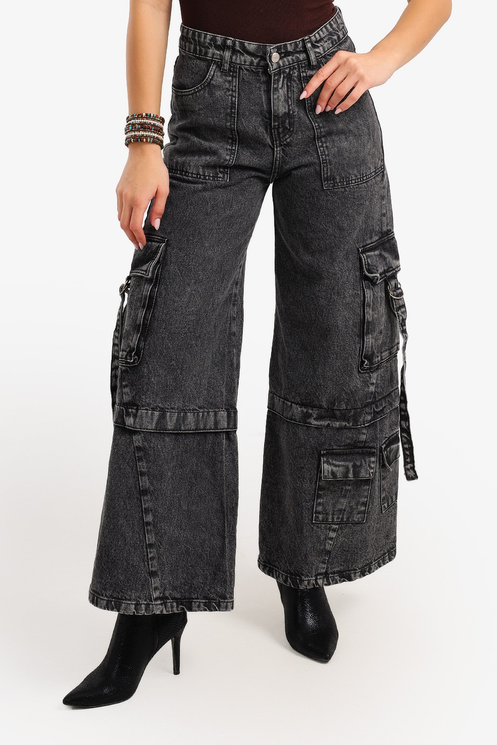 Strappy Cargo Denim Pants
