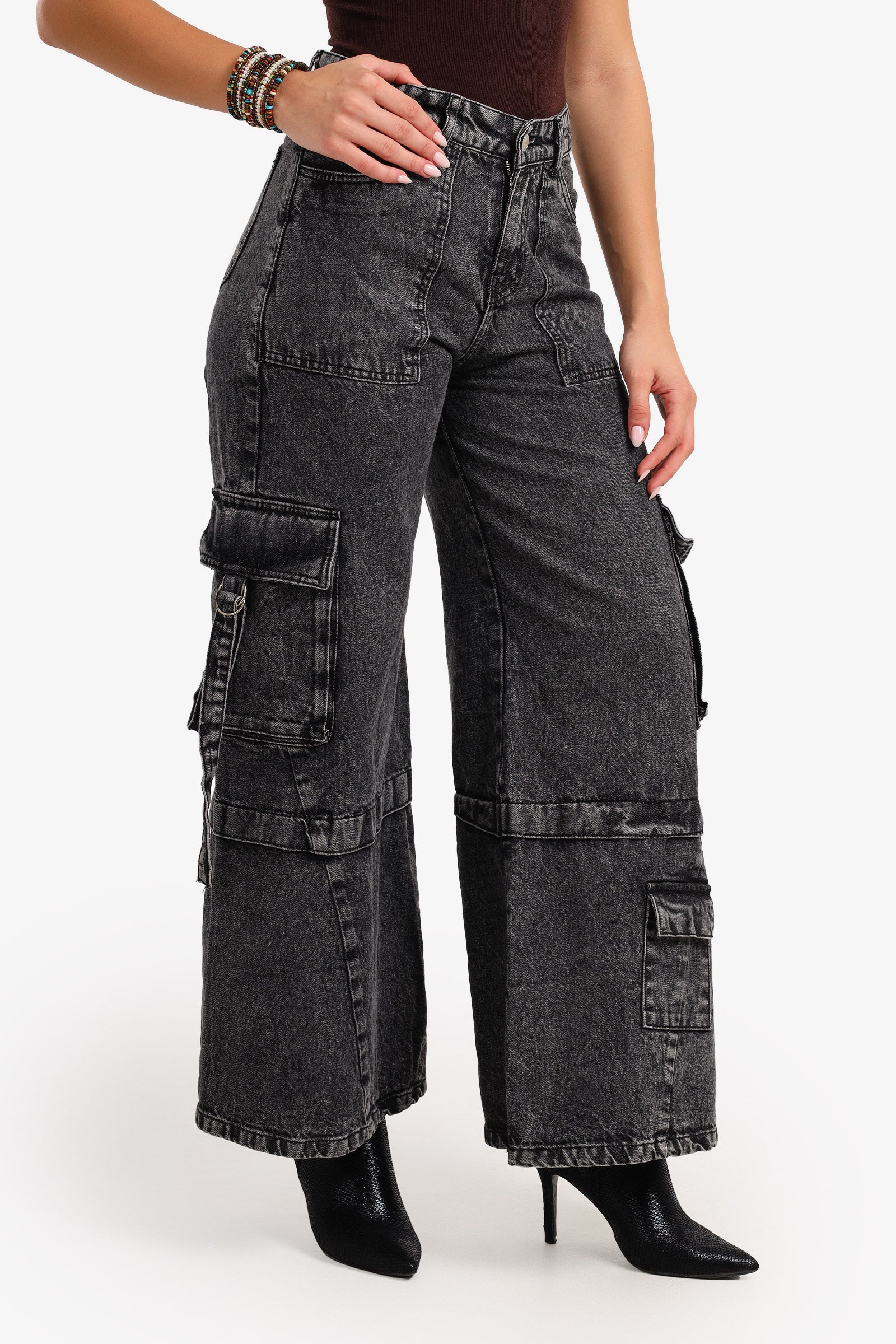 Strappy Cargo Denim Pants
