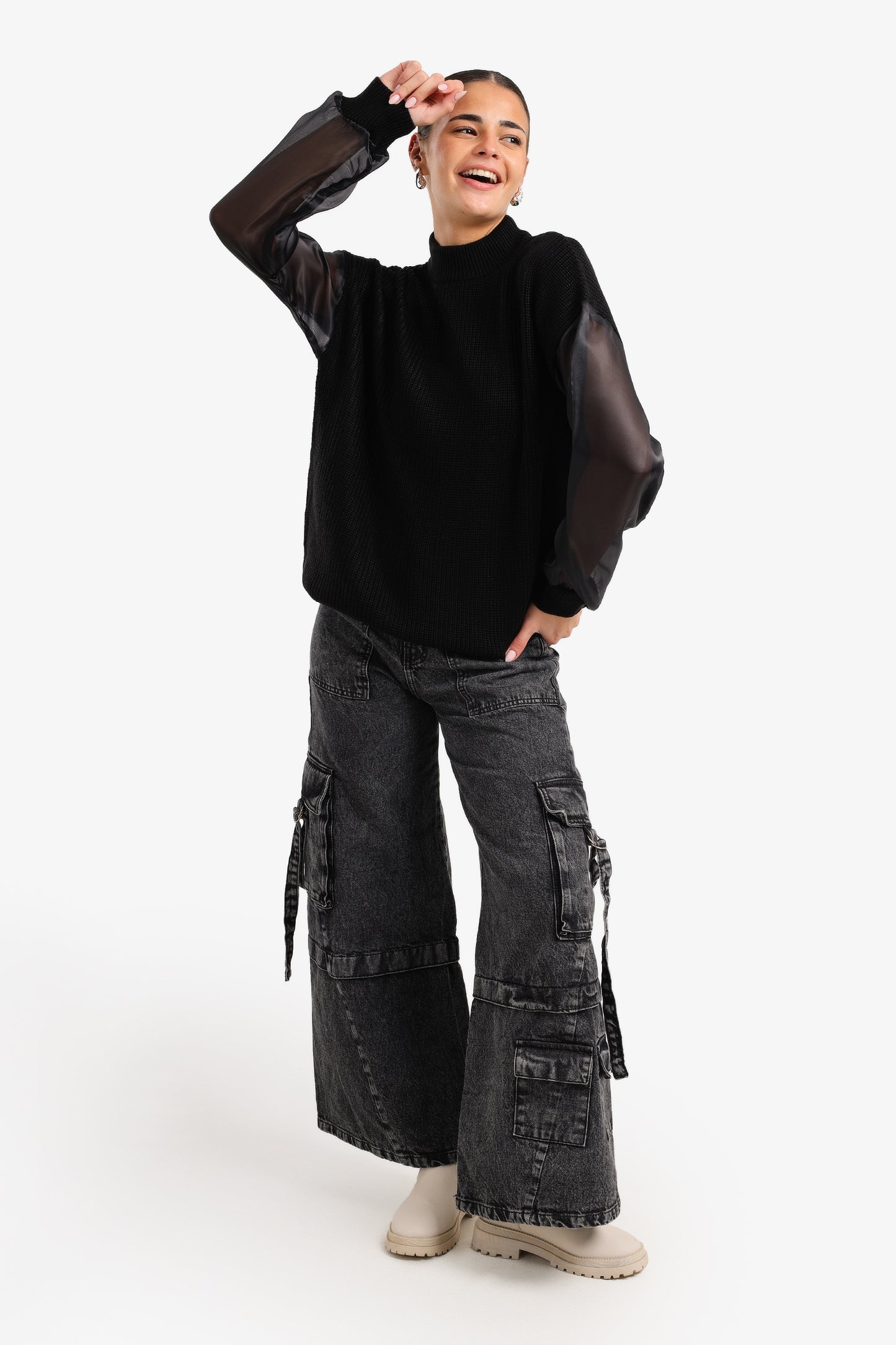 Sheer Sleeve Pullover