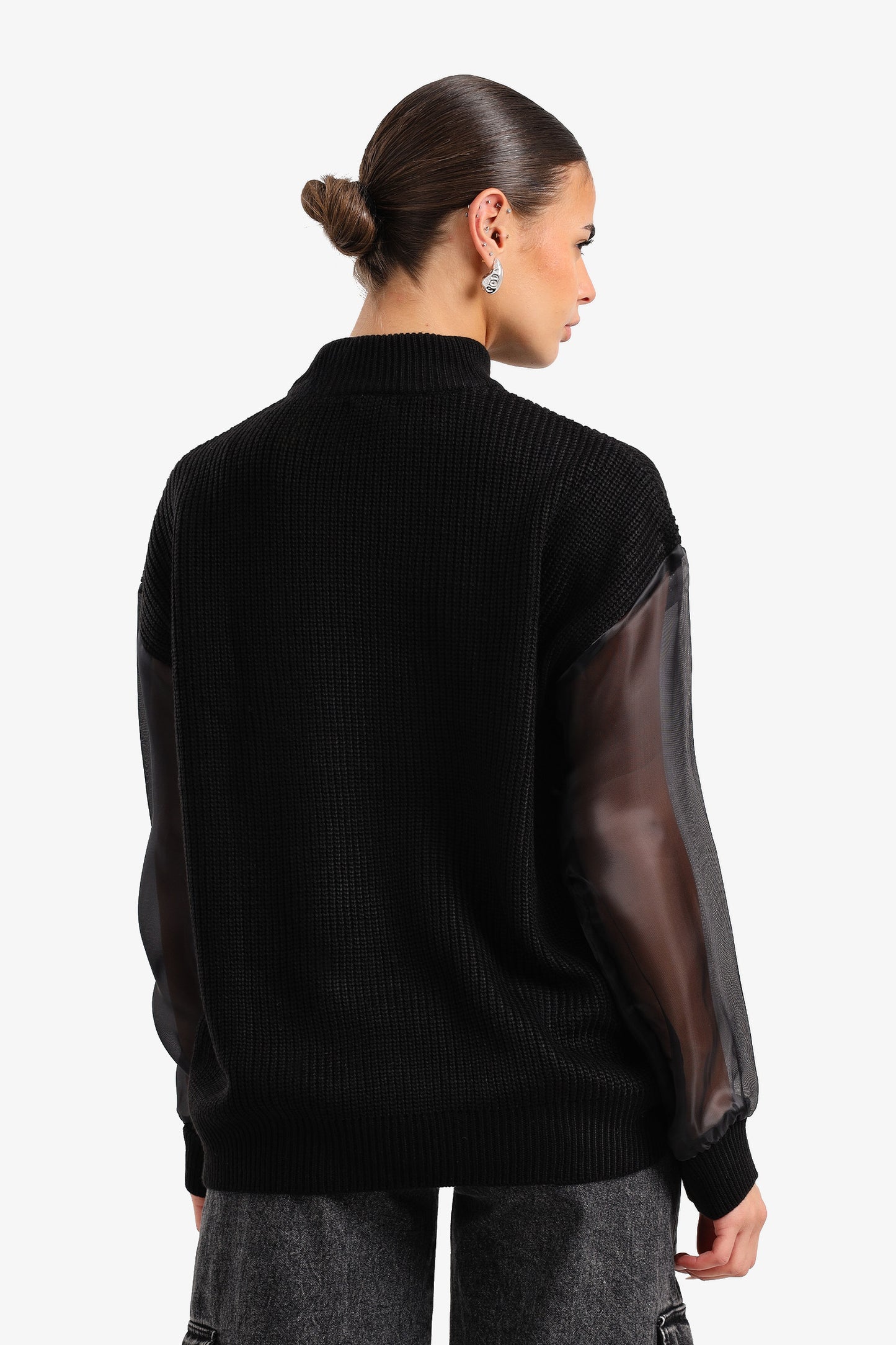 Sheer Sleeve Pullover