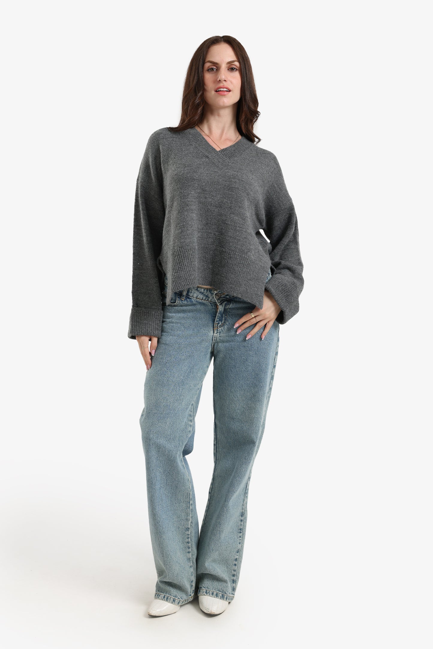 Folded Hem Wool Pullover
