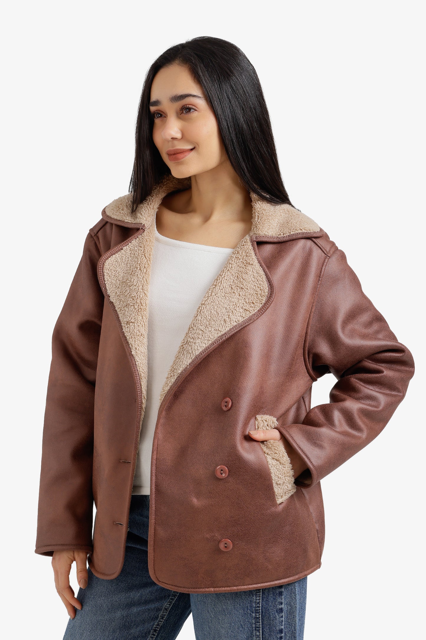 Fur-Padded Leather Jacket