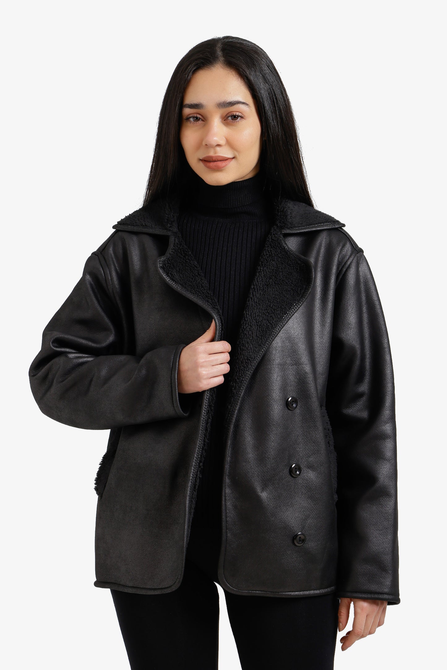 Fur-Padded Leather Jacket