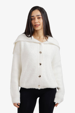 Fold-Over Collar Cardigan