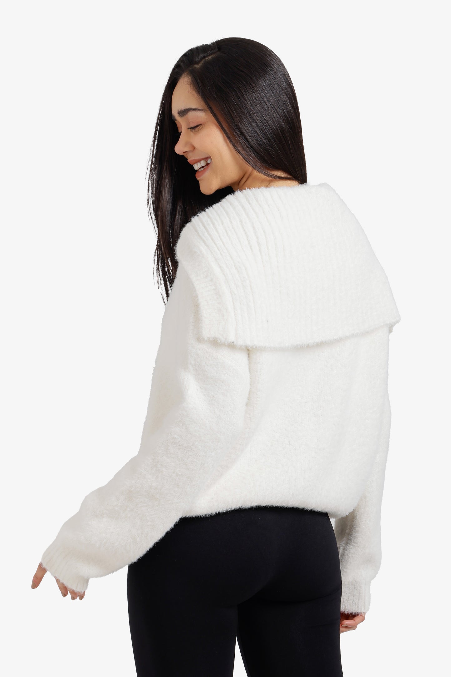 Fold-Over Collar Cardigan