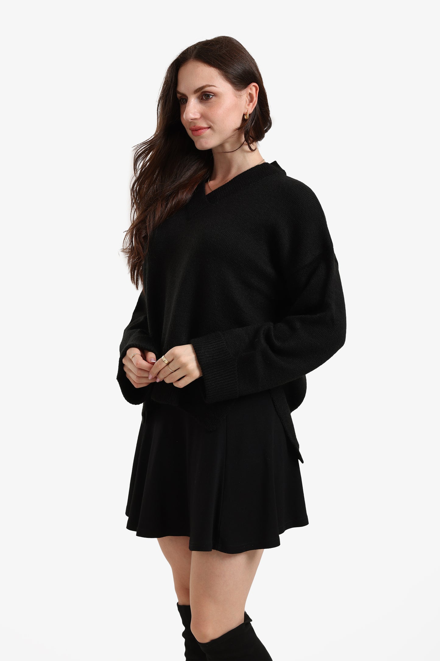 Folded Hem Wool Pullover