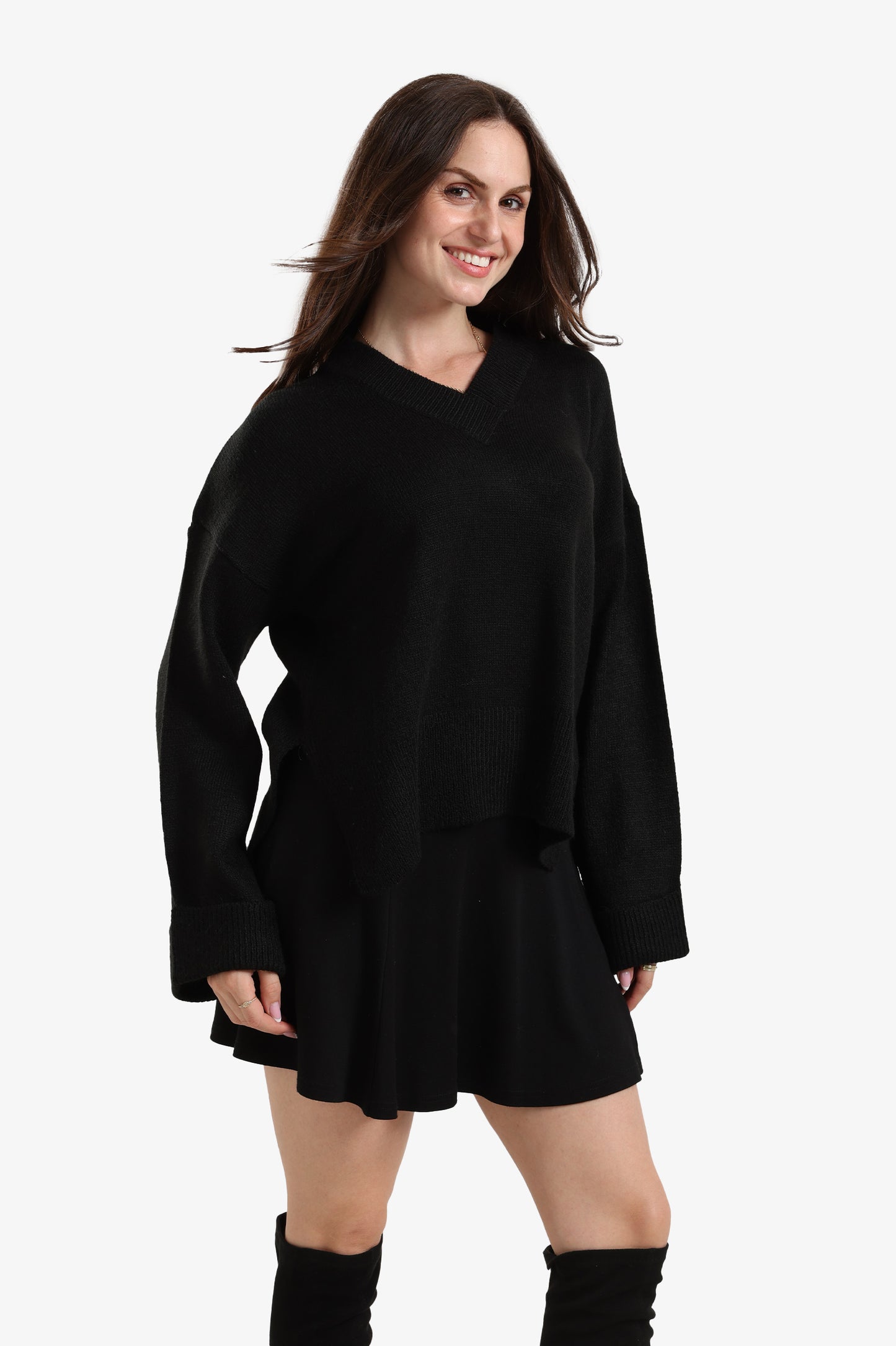 Folded Hem Wool Pullover